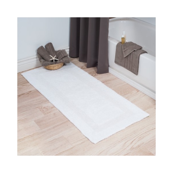 Hastings Home 100-percent Cotton Bathmat 24x60 Long Bathroom Runner, Reversible, Soft, Absorbent, Rug, White 810554RJH - main
